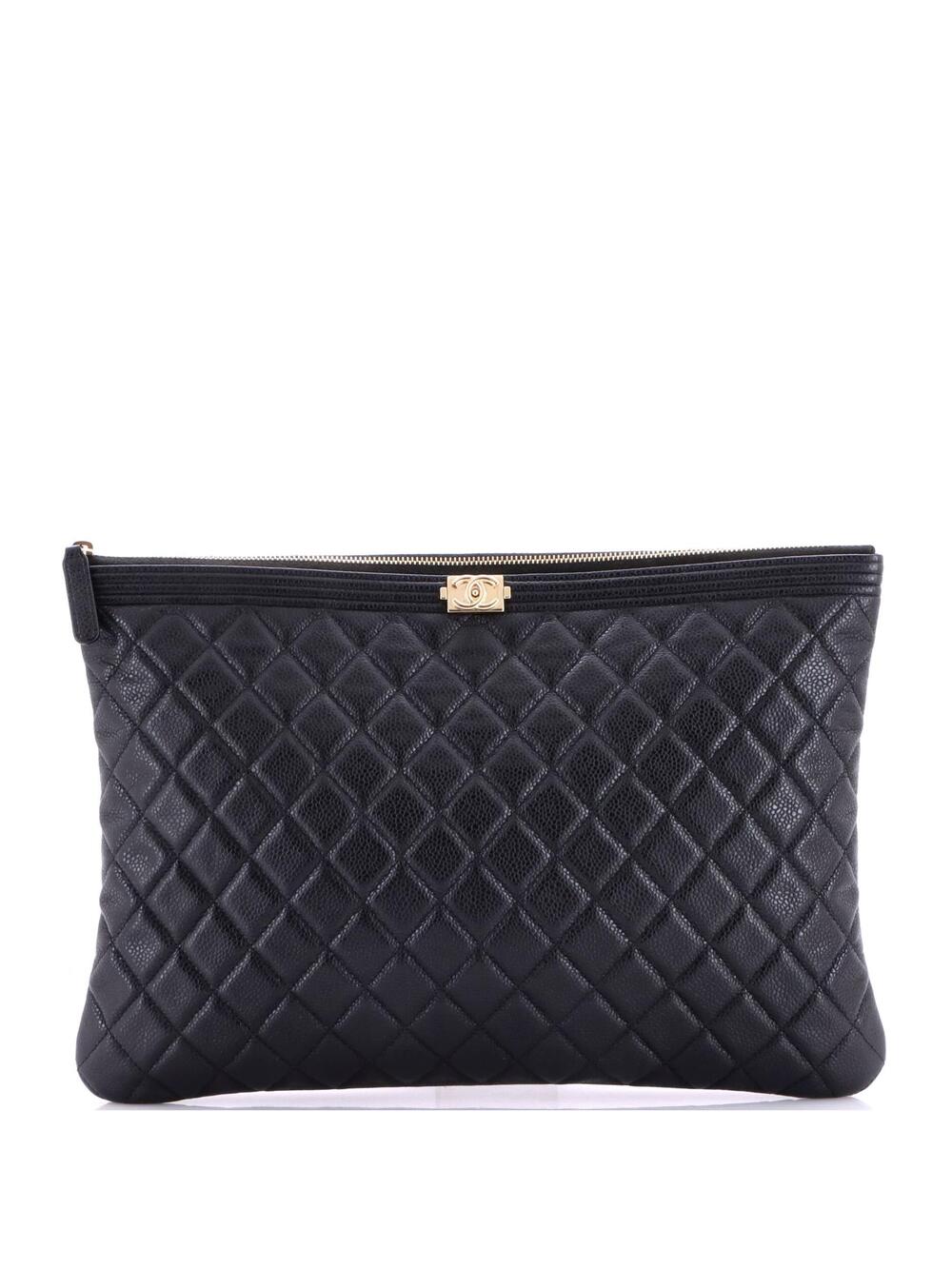 Chanel Boy O Case Clutch Quilted Caviar #377658C13B
